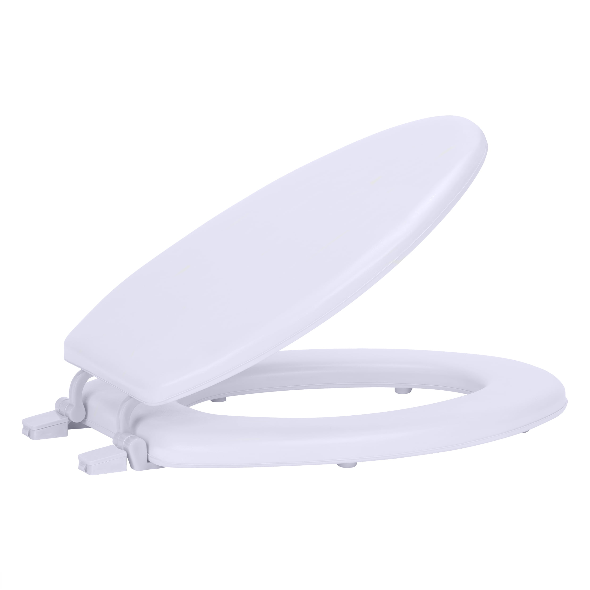 Elongated Wood Soft Adjustable Hinges Toilet Seat with Close Lid, White