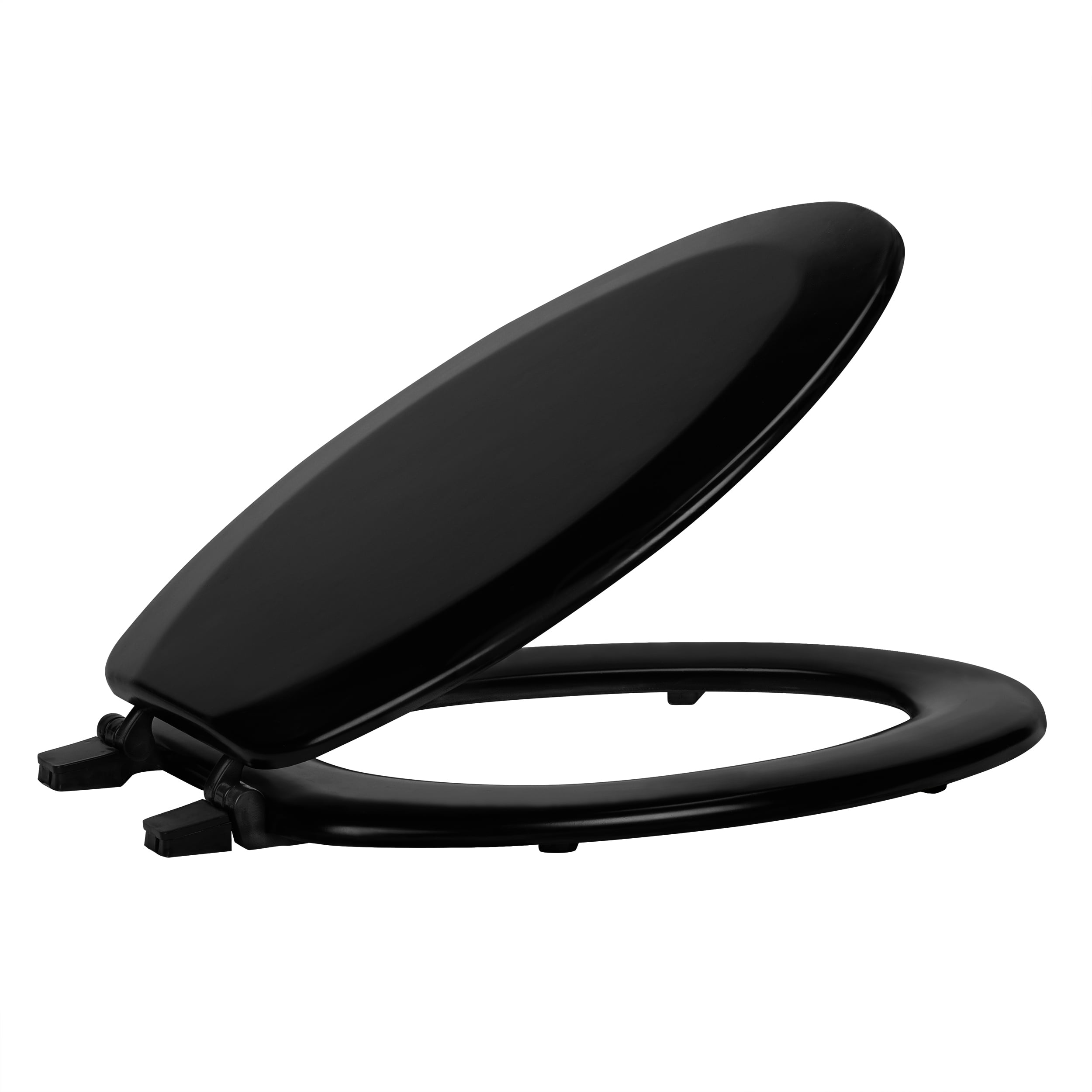 Elongated Wood Toilet Seat, Black - 19 Inch - Fits All Elongated Size Fixtures - Easy to Install Fantasia by Achim Home Decor