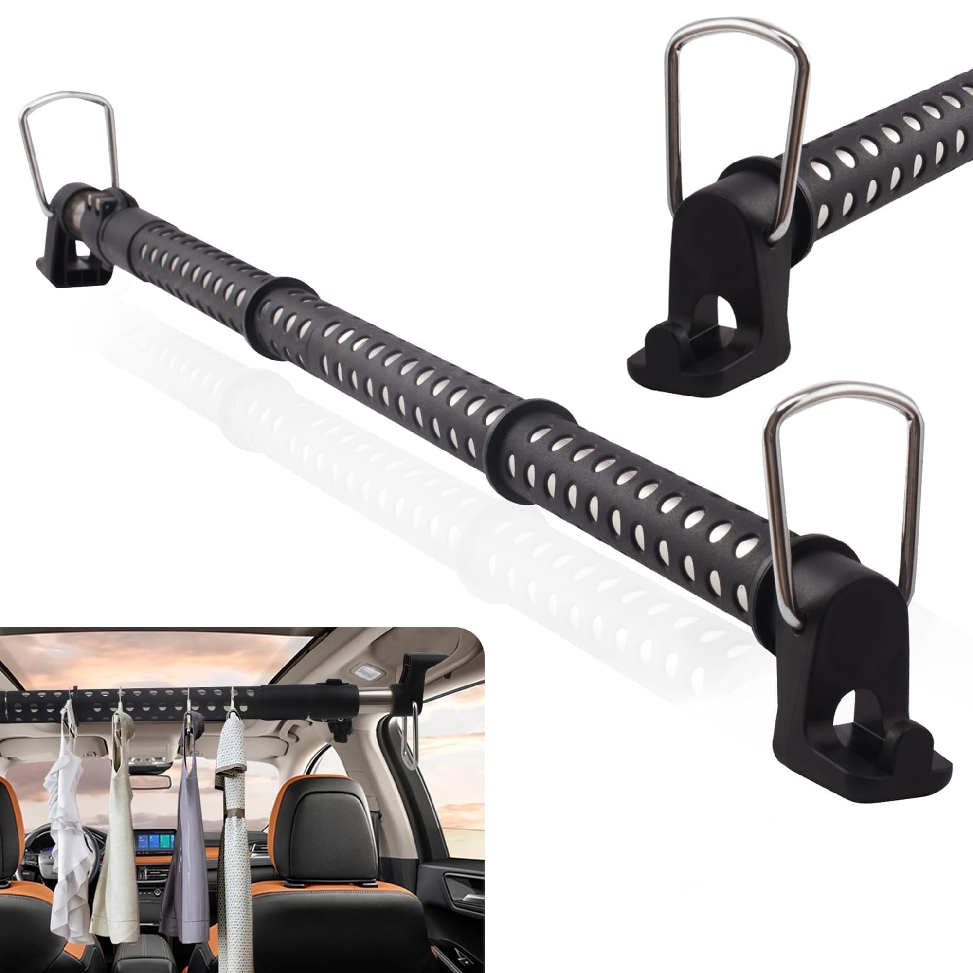 Elook Adjustable Car Clothes Hanger Bar, 34-53.5 inch Heavy-Duty ...