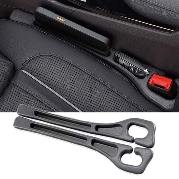 Elook Car Seat Gap Filler Organizer Universal Fit Car SUV Truck Console Side Plug Strip Stopping Phone Key from Falling, 2 pack, Black (Black)
