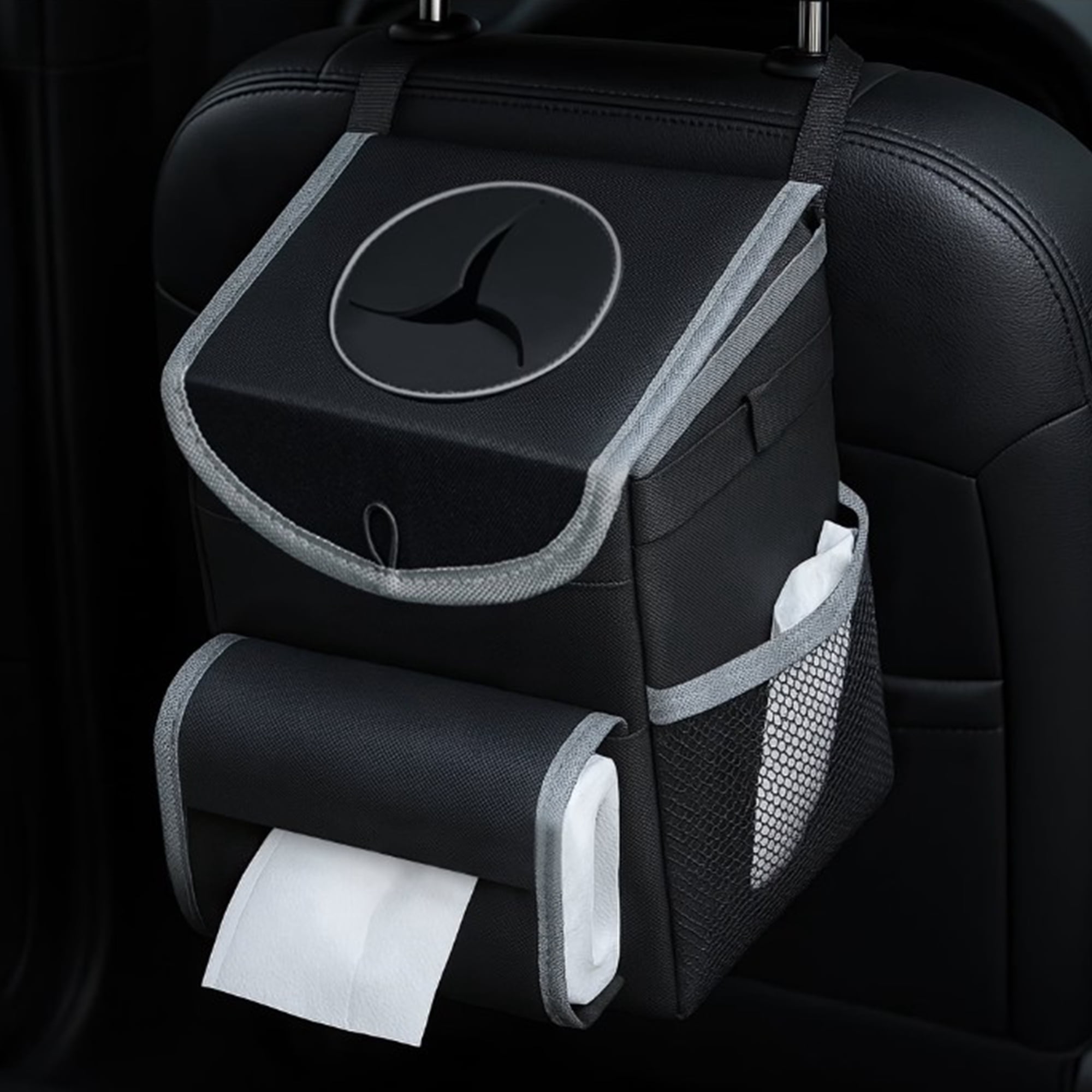 Elook Car Trash Can with Lid and Storage Pockets, Car Liner Removable ...