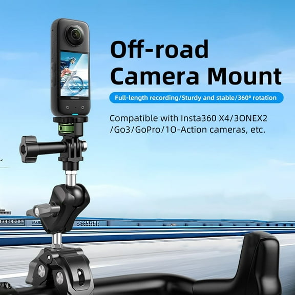 Elook Bicycle Camera Mount Clamp Super Clamp Pole Mount for Phone, Insta360 x4/x3/ONEX2/Go3/GoPro/MO-Action etc
