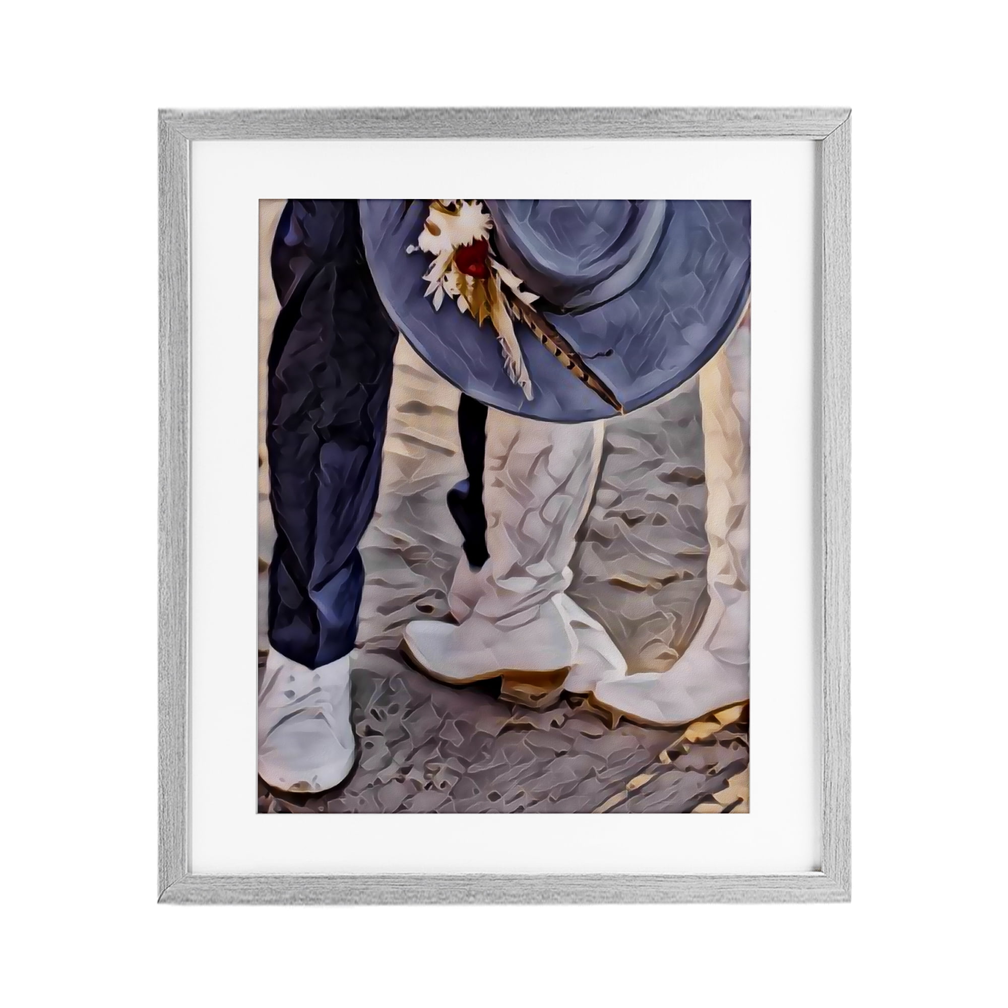 Elope In The Desert Gray Framed Print Under Glass, design by Jesse Keith