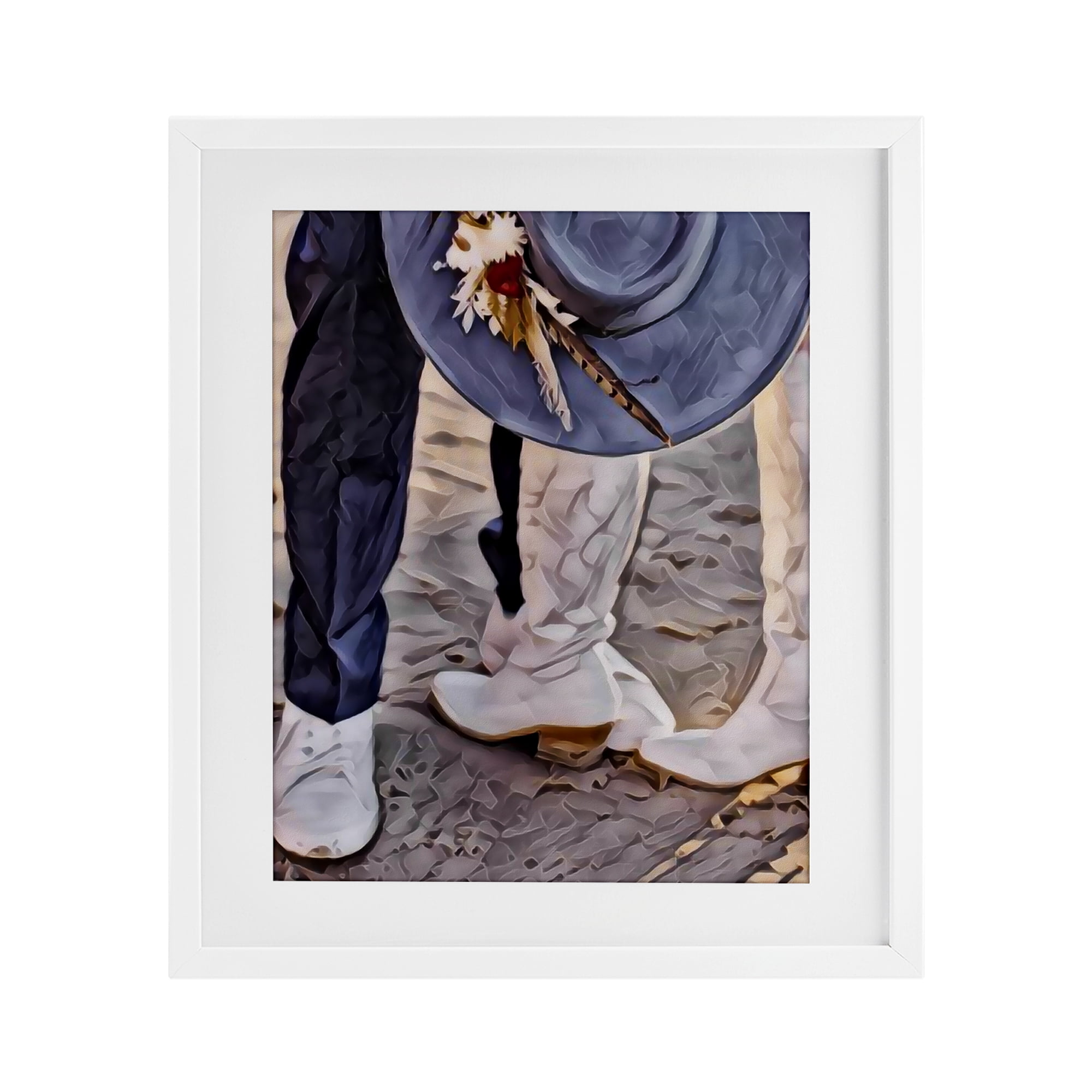 Elope In The Desert White Framed Print Under Glass, design by Jesse Keith