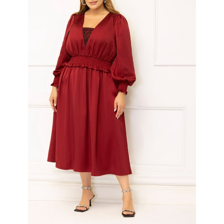 Eloquii Elements Women s Smocked Plus Waist Dress
