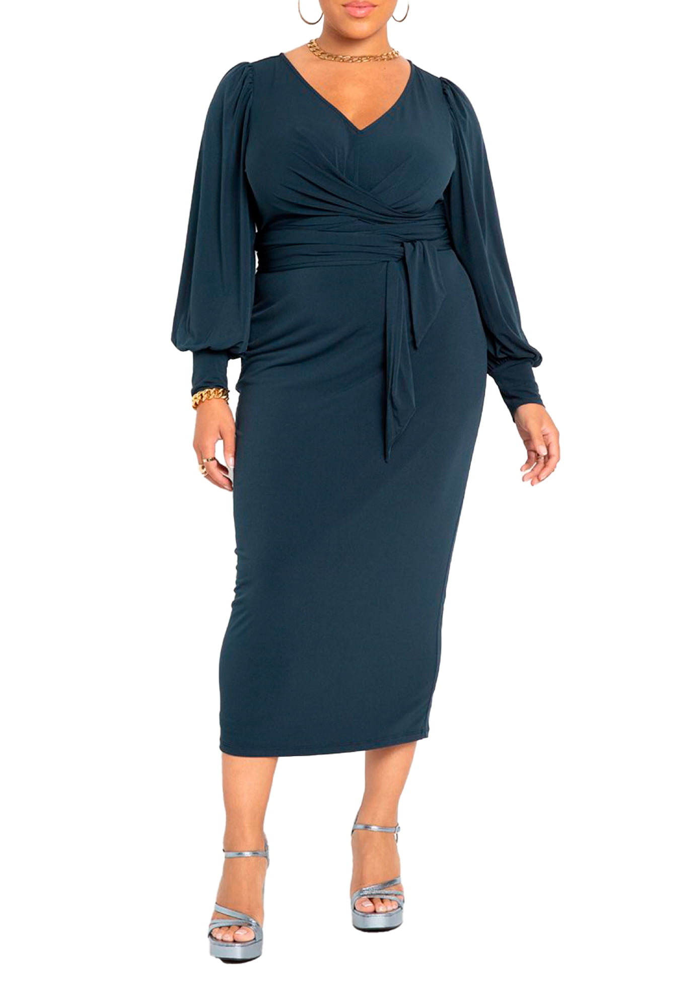 Eloquii Women's Plus Size Cross Front Midi Dress - Walmart.com