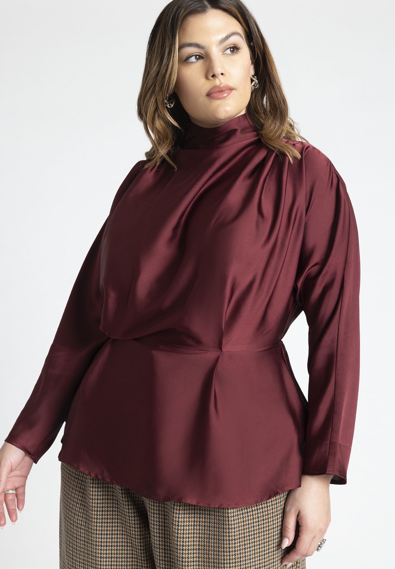 Eloquii Womens Plus Size Dolman Sleeve Peplum Blouse