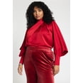 thumbnail image 1 of ELOQUII Women's Plus Size Draped Neck Satin Blouse, 1 of 3