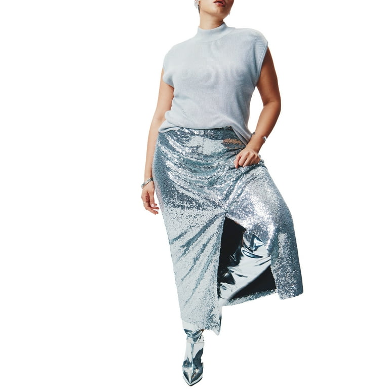 Plus size best sale sequin maxi skirt