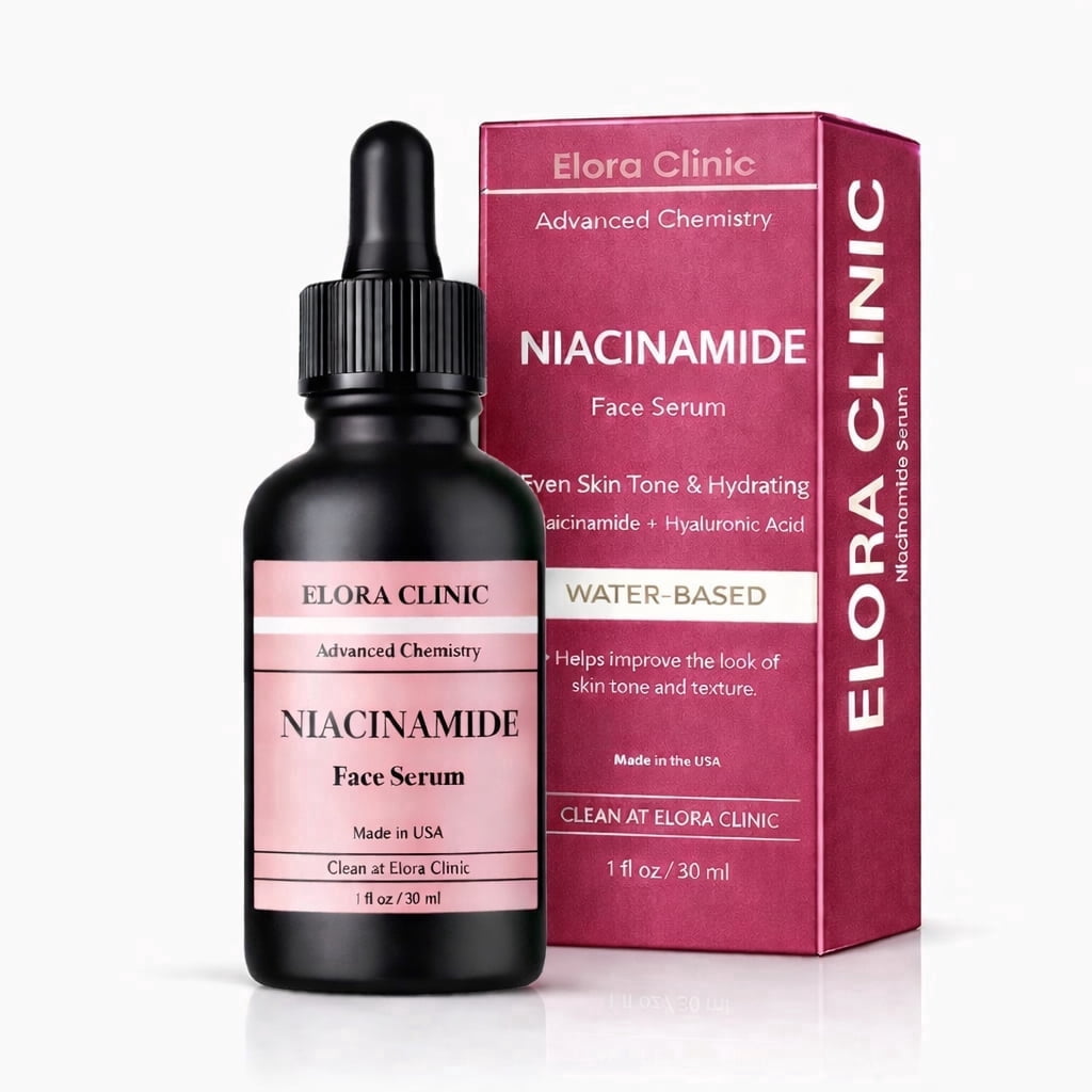 Elora Clinic  Niacinamide Serum - Hyaluronic Acid serum With Niacinamide - Niacinamide For Dark Spots -Lightweight Water Based Hyaluronic Acid With Niacinamide Serum