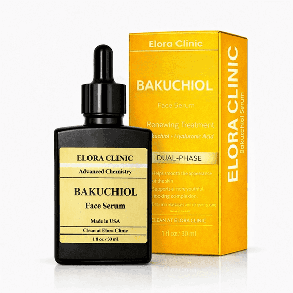 Elora Clinic Bakuchiol Serum, Dual-Phase Hydrating Oil Serum, Bakuchiol moisturizer, Formulated with Bakuchiol Oil for face, bakuchiol plumping serum, 1 fl oz