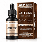 Elora Clinic Caffeine Eye & Face Serum with Hyaluronic Acid, Hydrating Formula for Puffy-Looking Eyes & Dark Circles