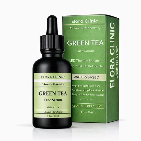 Elora Clinic Red Light Therapy Serum– Water-based – Green Tea Serum – Antioxidant & Brightening Green Tea Hydrating Serum