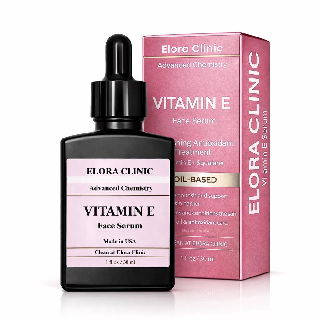 Elora Clinic Vitamin E Serum – Vitamin E Oil for Scars – Formulated with squalane face oil – antioxidant face oil –face moisturizer vitamin e  -  black seed oil for face