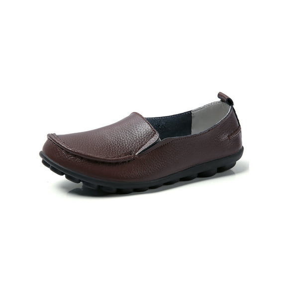 Eloshman Flats Shoes Women Wide Width Loafers Slip On Casual Shoes for Ladies Coffee US 5
