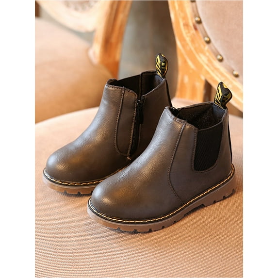 Eloshman Kids Winter Warm Snow Boots Boy's Girl's Faux Fur Lined Boots Toddler PU Leather Boots