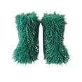 thumbnail image 1 of Eloshman Ladies Comfortable Plush Mid Calf Boot Indoor Outdoor Fashion Fuzzy Snow Boots Cozy Furry Dark Green 4.5, 1 of 3