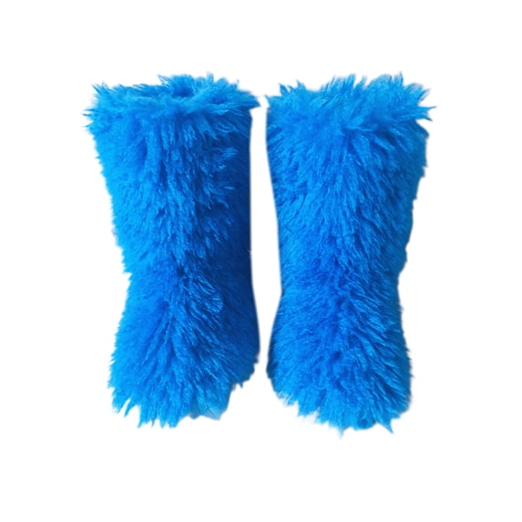Eloshman Ladies Comfortable Plush Mid Calf Boot Indoor Outdoor Fashion Fuzzy Snow Boots Cozy Furry Royal Blue 7.5