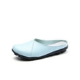 thumbnail image 1 of Eloshman Ladies Mules Closed Toe Flats Slip On Clogs Driving Fashion Comfort Leather Mule Lightweight Casual Shoes Light Blue US 12, 1 of 4