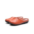 thumbnail image 1 of Eloshman Ladies Mules Closed Toe Flats Slip On Clogs Driving Fashion Comfort Leather Mule Lightweight Casual Shoes Orange US 4, 1 of 6