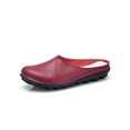 thumbnail image 1 of Eloshman Ladies Mules Closed Toe Flats Slip On Clogs Driving Fashion Comfort Leather Mule Lightweight Casual Shoes Wine Red US 5, 1 of 2
