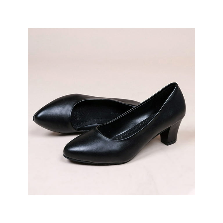Eloshman Lady Heels Solid Color Shoes Pointed Toe Pumps Work Comfortable Low Top Soft Black 8 Walmart