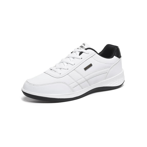 Eloshman Men's Nonslip Lace Up Sneakers Outdoor Casual Wear-resistant Flats Athletic Shoes White 7.5