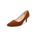 thumbnail image 1 of Eloshman Shoes for Women Dress Low Heel Comfortable Faux Suede Work Pointed Toe Party Pumps Sandals Brown 9.5, 1 of 2