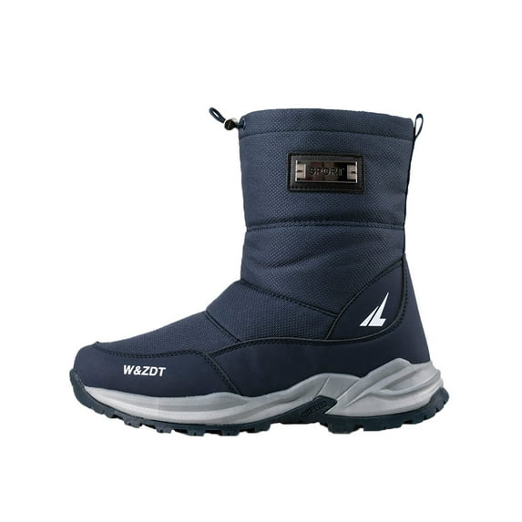 Eloshman Snow Boots for Men Winter Boots Waterproof Plush Lined Warm Shoes Blue 9.5
