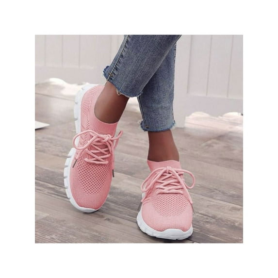 Eloshman Women's Mesh Athletic Walking Shoes Lace Up Running Flat Sneakers