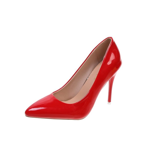 Eloshman Womens Comfort High Heel Pumps Formal Anti-Slip Pointed Toe Sexy Dress Pump Shoes Red 5