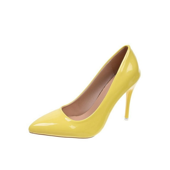 Eloshman Womens Comfort High Heel Pumps Formal Anti-Slip Pointed Toe Sexy Dress Pump Shoes Yellow 8