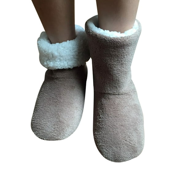 Eloshman Womens Slipper Boots Warm Comfortable Plush Faux Fur Lined Bootie Slippers for Women