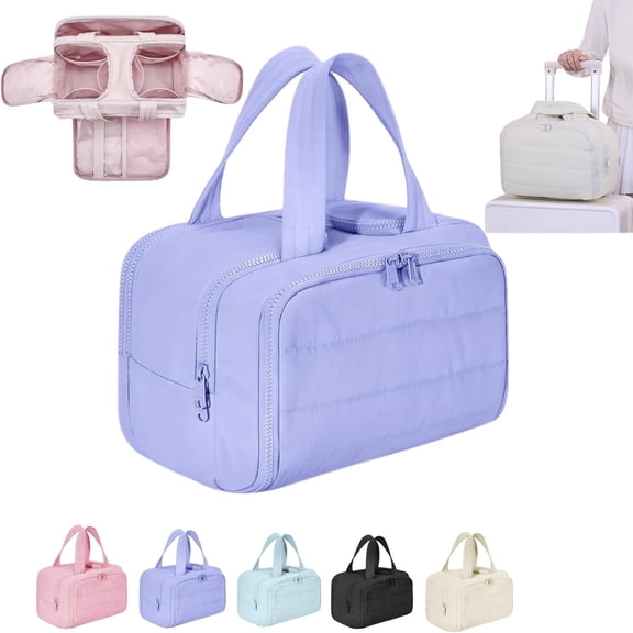 Elouva Toiletry Bag, Elouva Makeup Bag, Large Capacity Wide-Open Travel Cosmetic Bags for Women, 4-in-1 Multi-Functional Lightweight Waterproof Organizer Bags with Handle for Accessories