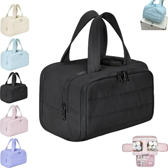 Large Capacity Wide-Open Travel Cosmetic Bag, 4-in-1 Multi-Functional Lightweight Makeup Bags for Women with Handle for Accessories, Essentials, Toiletries