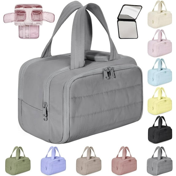 Elouva Toiletry Bag - Large Capacity, Wide Opening, Waterproof Travel Toiletry Bag, Women's 4-in-1 Lightweight Storage Bag with Handle (Black)