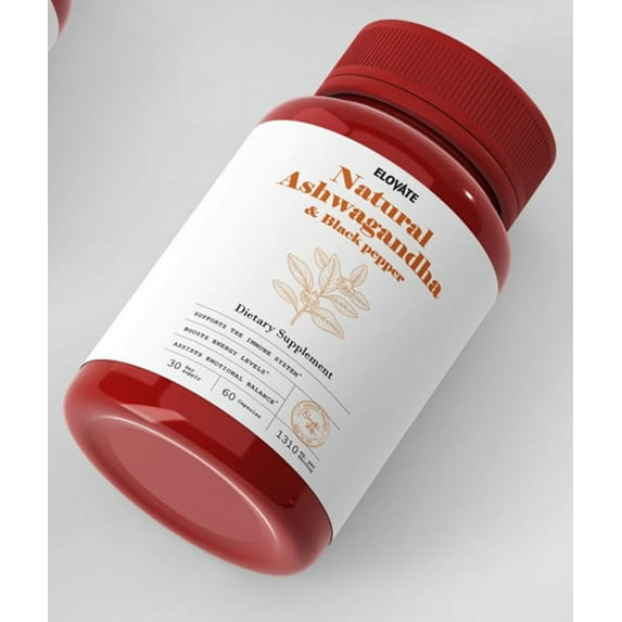Elovate 15 Ashwagandha With Black Pepper Capsules - Natural Mood Support - Herbal Supplement for Stress, Focus, Energy & Emotional Balance (60 Capsules)