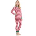 thumbnail image 1 of Elowel Adult Matching Family Christmas Pajamas - Red & White Striped 2-Piece Set (Unisex Adult - Mens, Womens), 1 of 2