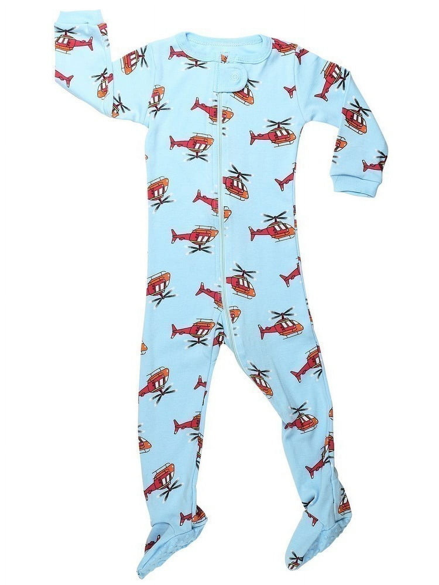 Elowel Baby Boys Blue Helicopter Print Zipper Onesie Pajama Sleeper