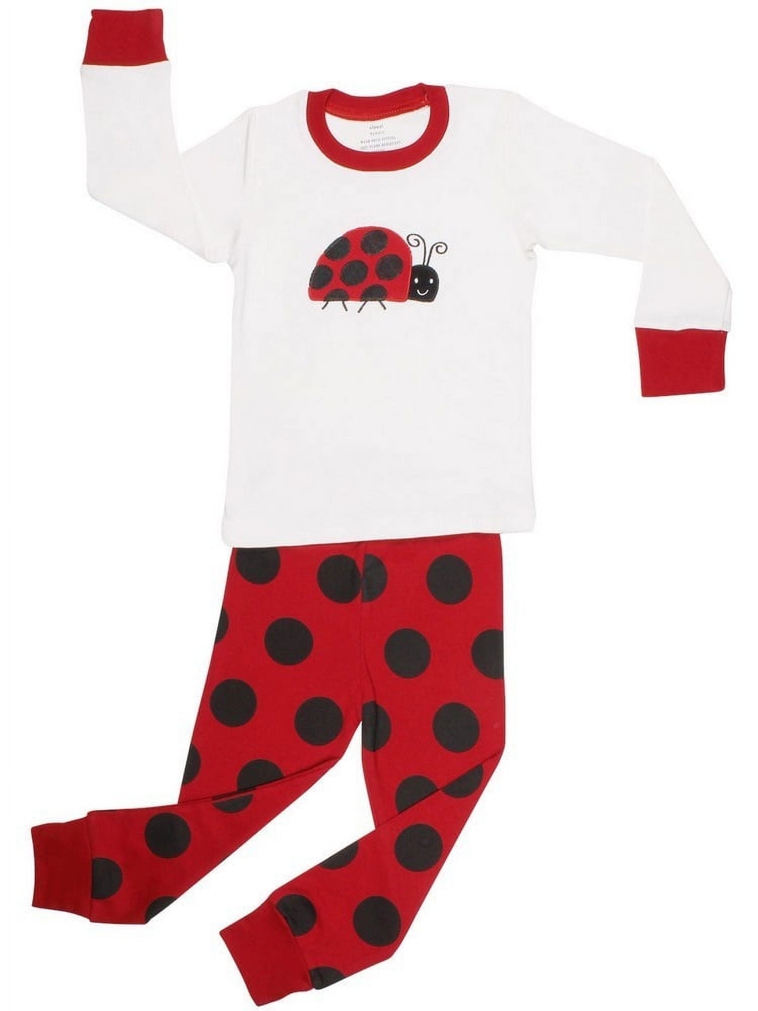 Elowel Black and Red Ladybug Dot 2 Pc Pajama Set 100 Cotton Baby