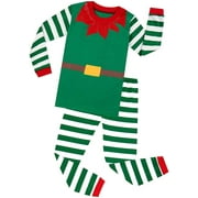 ELOWEL PAJAMAS Elowel Family Matching Christmas Pajamas - Green Elf 2-Piece PJ Set 100% Cotton