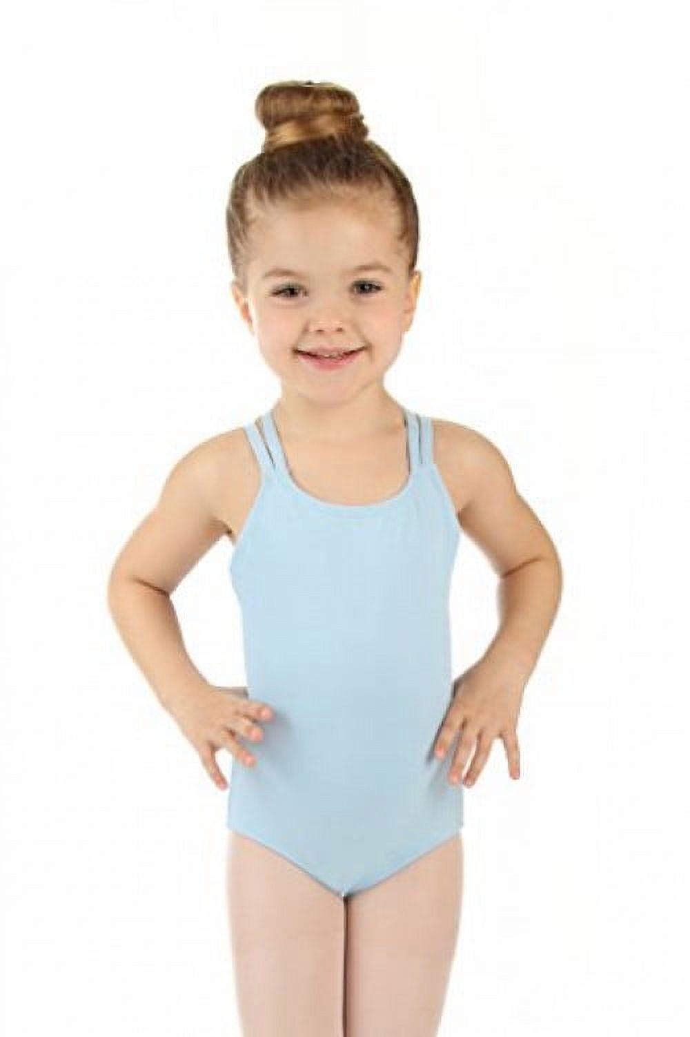 Elowel Girls Double Strap Camisole Leotard Light Blue Size 12 14 