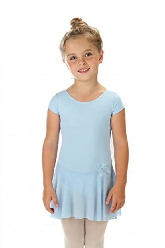 Elowel Girls' Ruffle Short Sleeve Skirted Leotard Light Blue (size-2-4 )