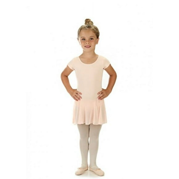 Elowel Girls' Ruffle Short Sleeve Skirted Leotard Nude Pink (size-12-14)