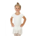 thumbnail image 1 of Elowel Girls' Ruffle Short Sleeve Skirted Leotard White (size-6-8), 1 of 3