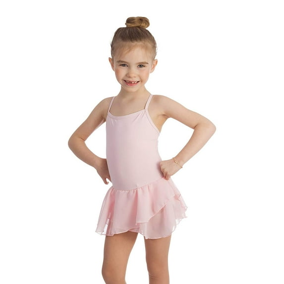 Elowel Kids Girls Basic Skirted Camisole Leotard Baby Pink Size 12-14