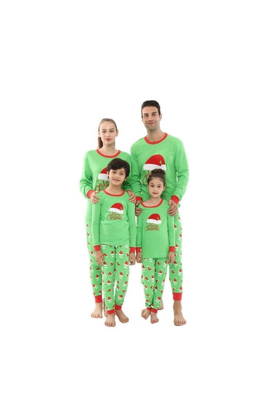 Elowel Matching Family Christmas Pajamas - Santa Hat 2-piece PJ Set