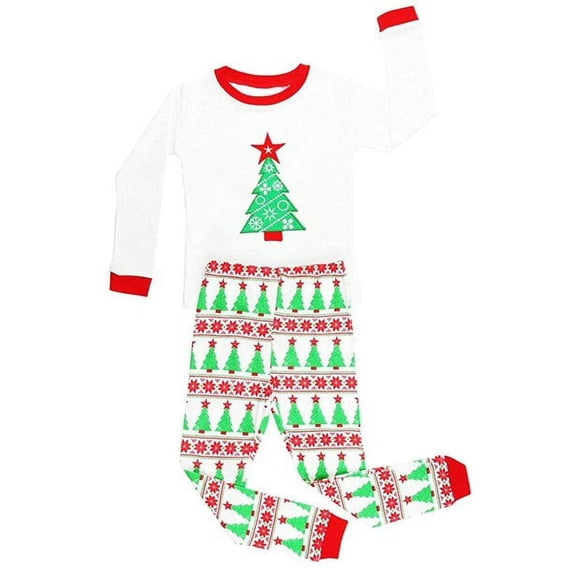 Elowel Matching Family Christmas Tree 2-Piece Pajama Set