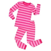 ELOWEL PAJAMAS Elowel Pajama Set for Boys and Girls 2 Pack Sleepwear PJs 100% Hot Pink and Pink Stripe Size 2T