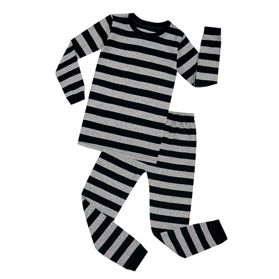 Elowel Pajama Set for Women and Men 2 Pack 100% Cotton Adult PJs Gray and Black Stripe Size XL